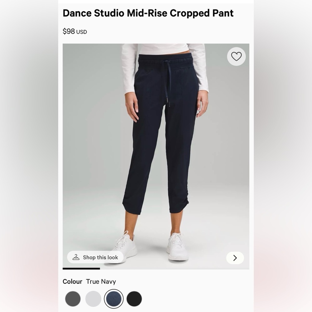Lululemon Athletica Navy Cropped Pants Size 12